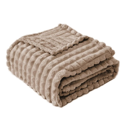 FY FIBER HOUSE Bed Blanket for Couch Soft Warm Fuzzy King Size Blankets for Sofa All Season Use 108x90 Inches Camel